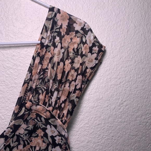 NWT Mesh Floral Mini dress black pink lace slip dress babydoll coquette short - Picture 9 of 16